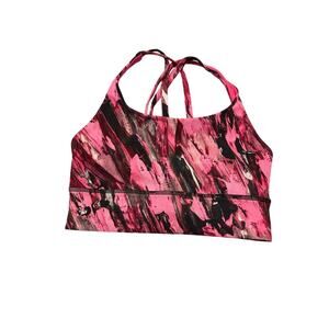 Lululemon colorful black pink sports bra long line sz 4 no pads